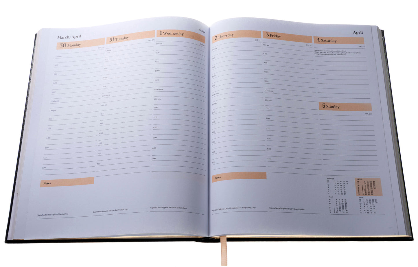 Financial Times - 2024 - Desk Diary - Week to View - Claret (DCC-24)