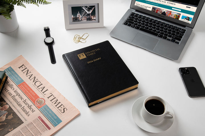 2026 Leather Desk Diary - Week-to-View Planner - Black