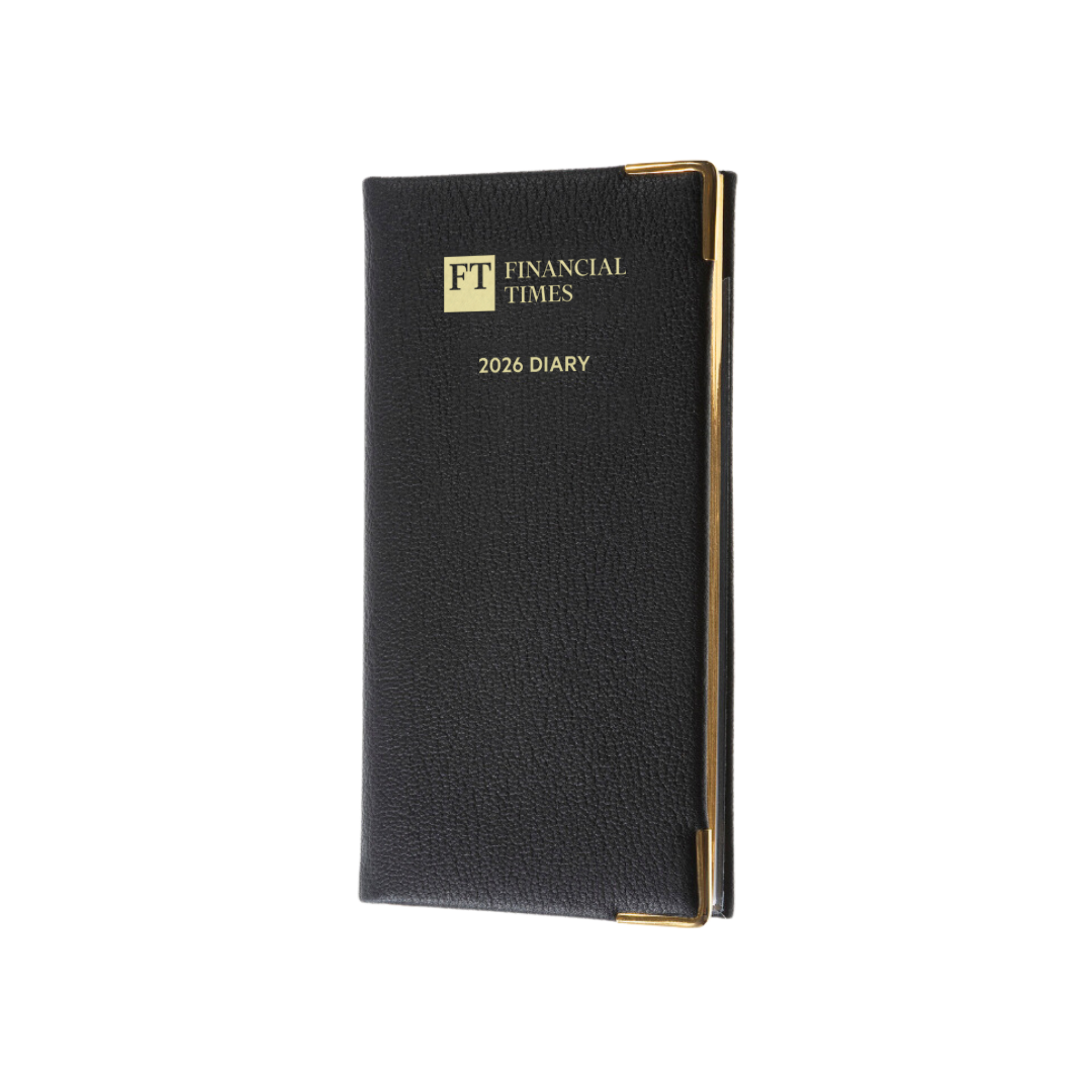 2026 Leather Portrait Pocket Diary - Week-to-View Planner- Black (PL-26)