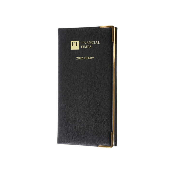 2026 Leather Portrait Pocket Diary - Week-to-View Planner- Black (PL-26)
