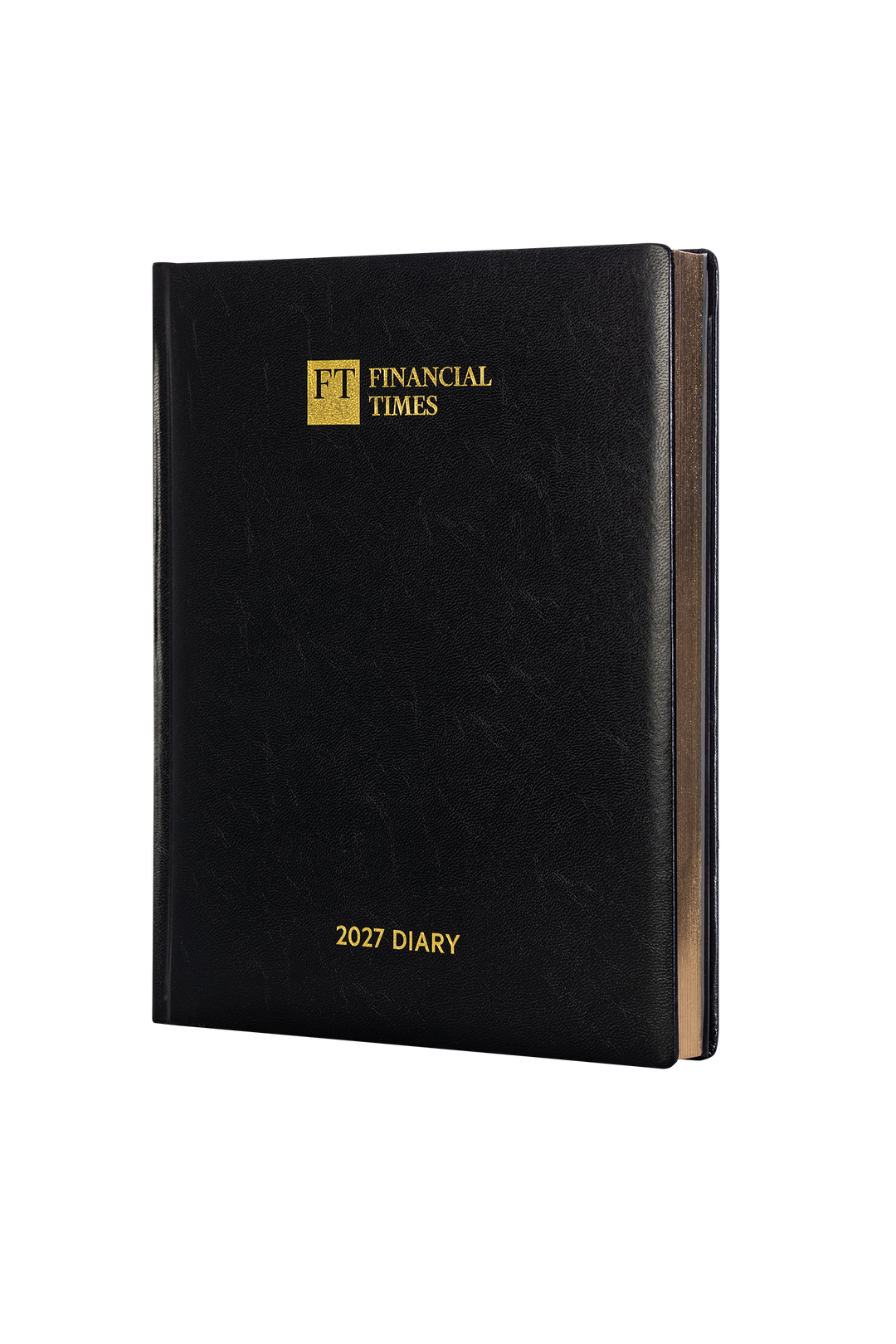 2027 Calendar Year Desk Diary – Week-to-View Planner – Luxury, Padded Faux Leather Cover in Black (DC-27)