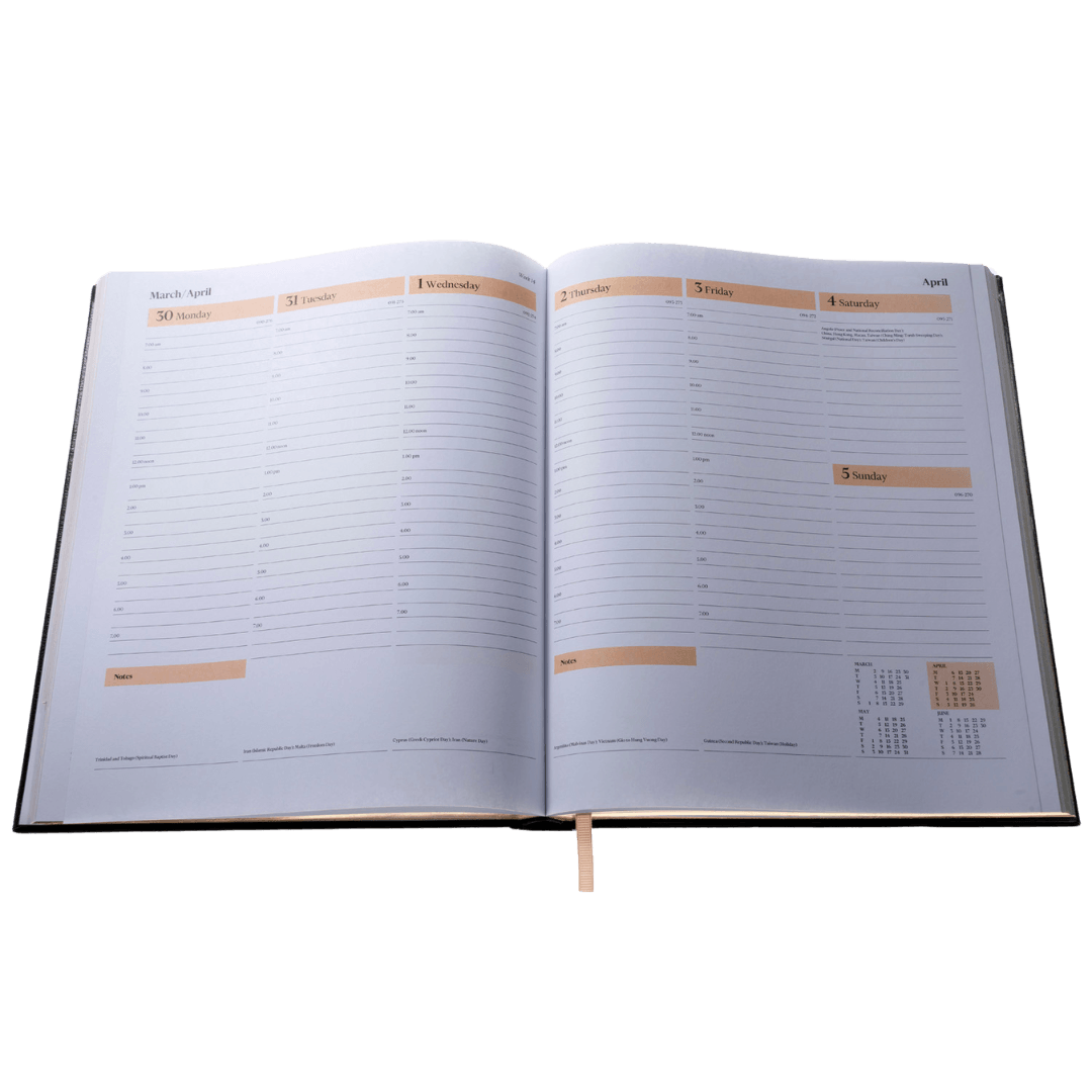 2025 Desk Diary - Week-to-View Planner- Black (DC-25) - UK FT B2C