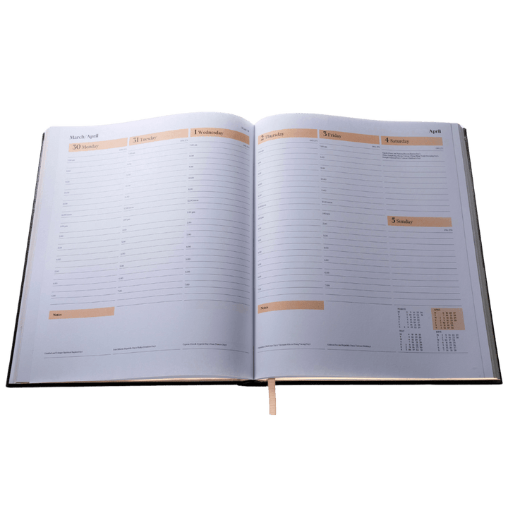 2025 Desk Diary - Week-to-View Planner - Claret (DCC-25) - UK FT B2C