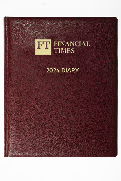 Financial Times - 2024 - Desk Diary - Week to View - Claret (DCC-24)