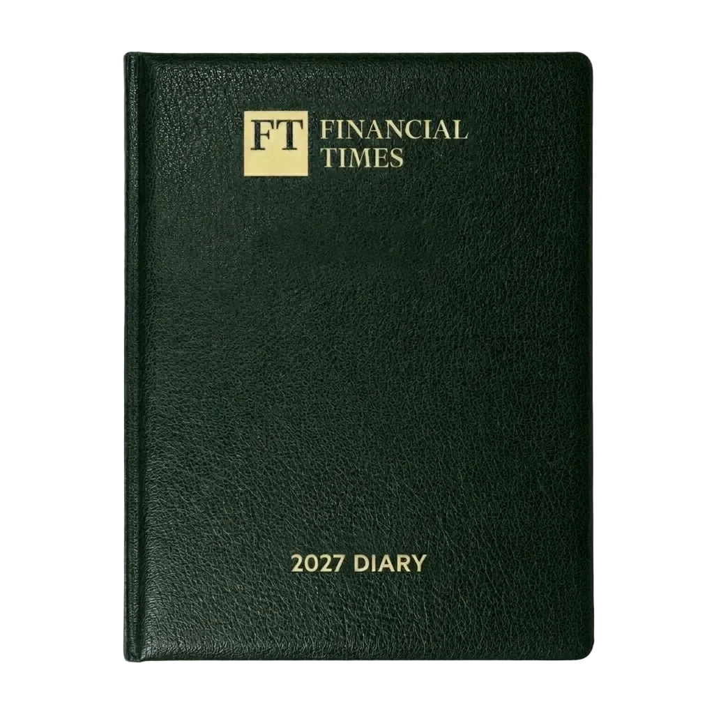 2027 Calendar Year Desk Diary – Week-to-View Planner – Luxury, Padded Faux Leather Cover in Green (DCG-27)