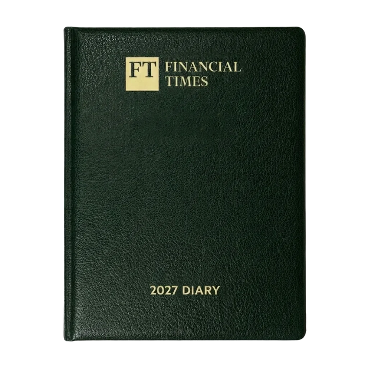 2027 Calendar Year Desk Diary – Week-to-View Planner – Luxury, Padded Faux Leather Cover in Green (DCG-27)
