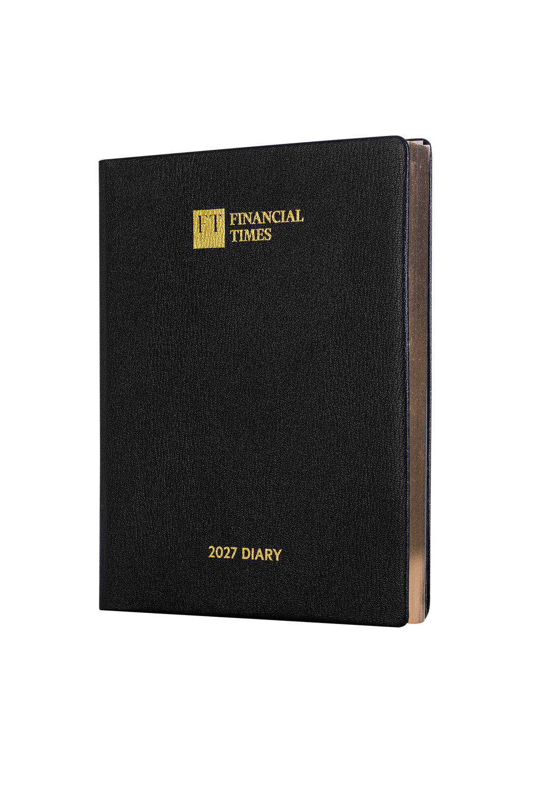 2027 Calendar Year Leather Desk Diary – Week-to-View Planner – Natural Grain, Italian Leather Cover in Black (DL-27)