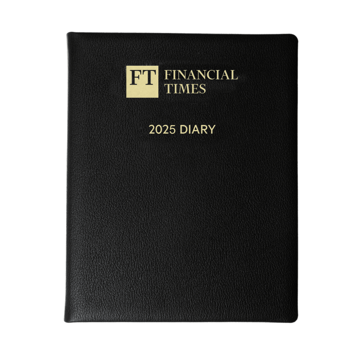 2025 Leather Desk Diary - Week-to-View Planner - Black - UK FT B2C