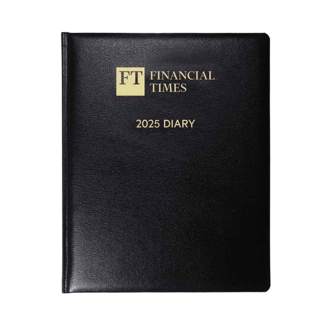 2025 Desk Diary (Pink paper) - Day-a-Page Planner - Black (DPC-25) - UK FT B2C