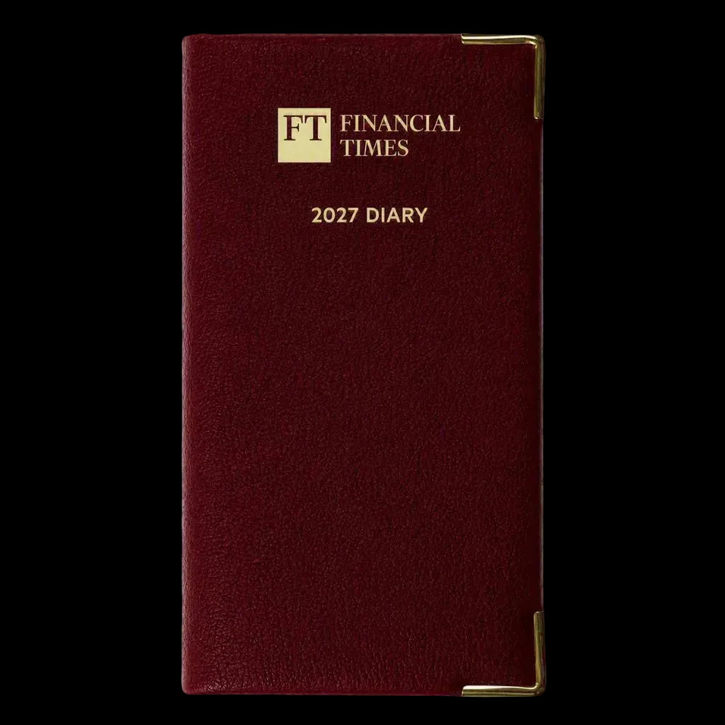 2027 Calendar Year Portrait Pocket Diary – Week-to-View Planner – Luxury, Padded Faux Leather Cover in Claret (PCC-27)