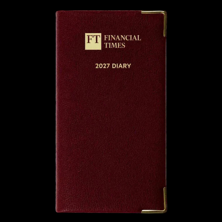 2027 Calendar Year Portrait Pocket Diary – Week-to-View Planner – Luxury, Padded Faux Leather Cover in Claret (PCC-27)