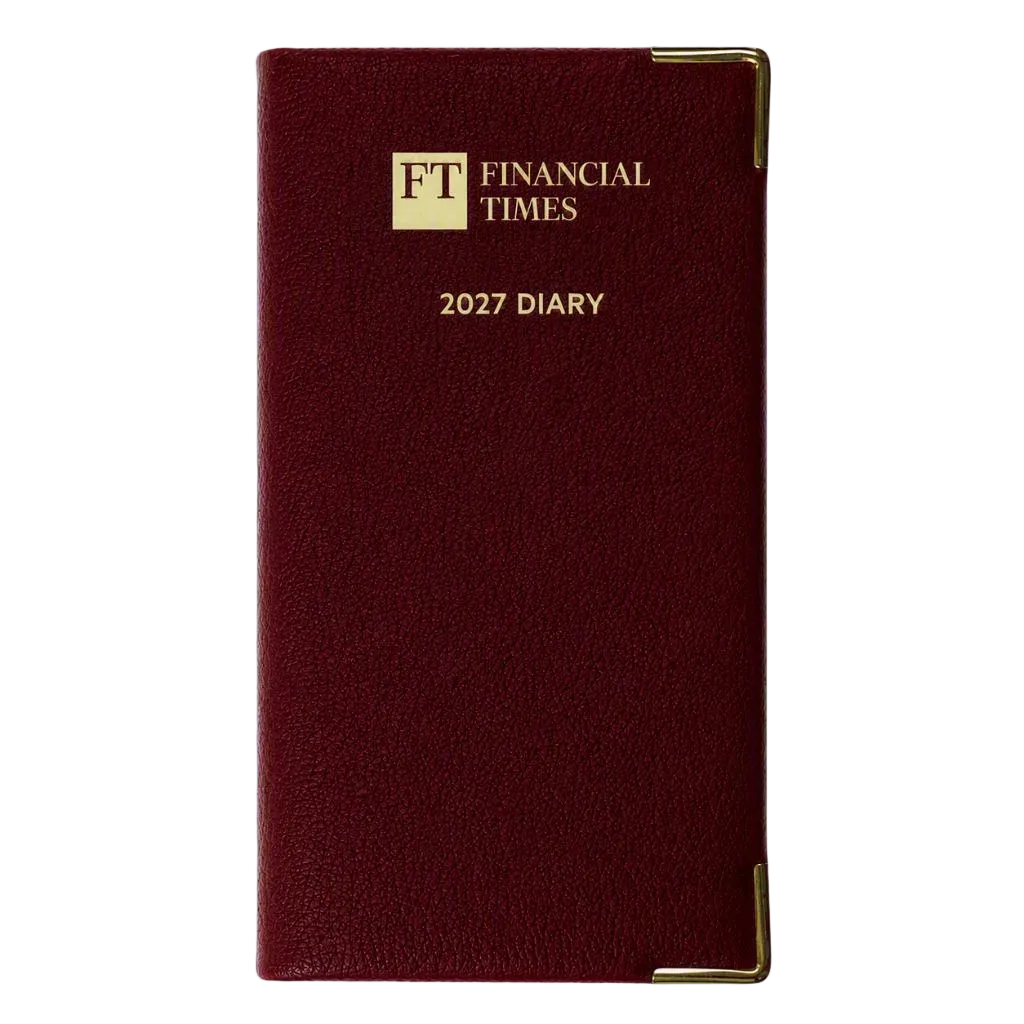 2027 Calendar Year Portrait Pocket Diary – Week-to-View Planner – Luxury, Padded Faux Leather Cover in Claret (PCC-27)