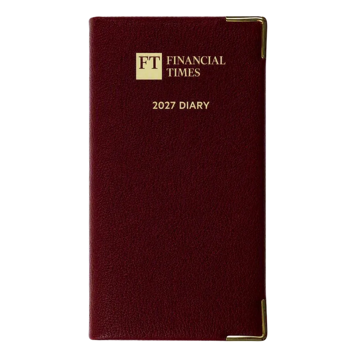 2027 Calendar Year Portrait Pocket Diary – Week-to-View Planner – Luxury, Padded Faux Leather Cover in Claret (PCC-27)