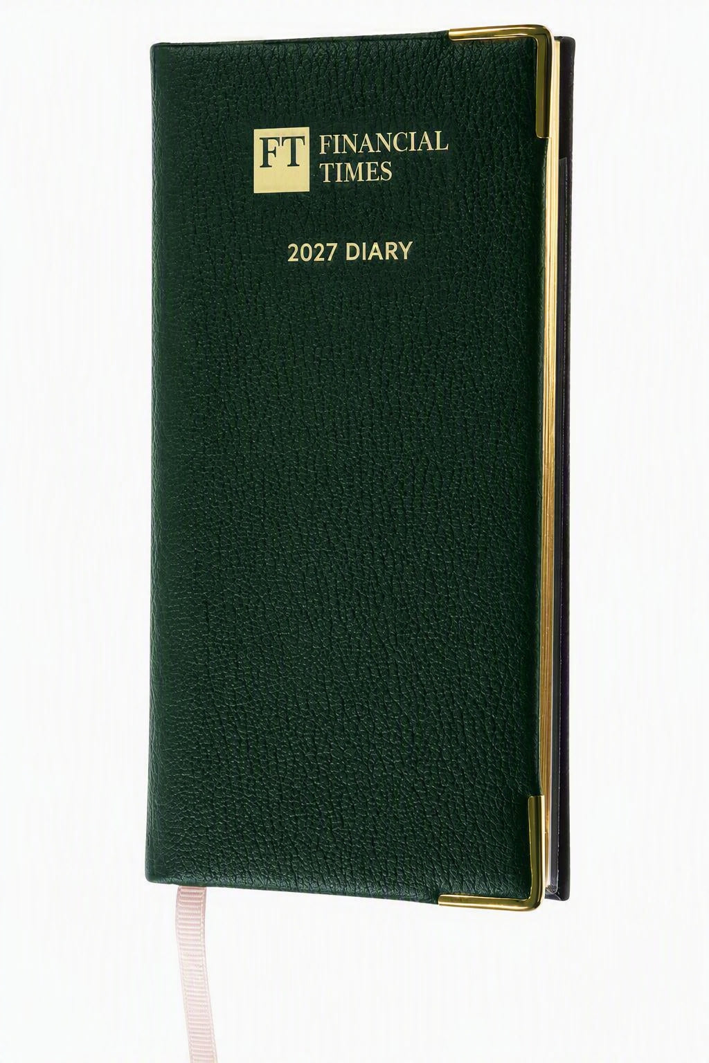 2027 Calendar Year Portrait Pocket Diary – Week-to-View Planner – Luxury, Padded Faux Leather Cover in Green (PCG-27)