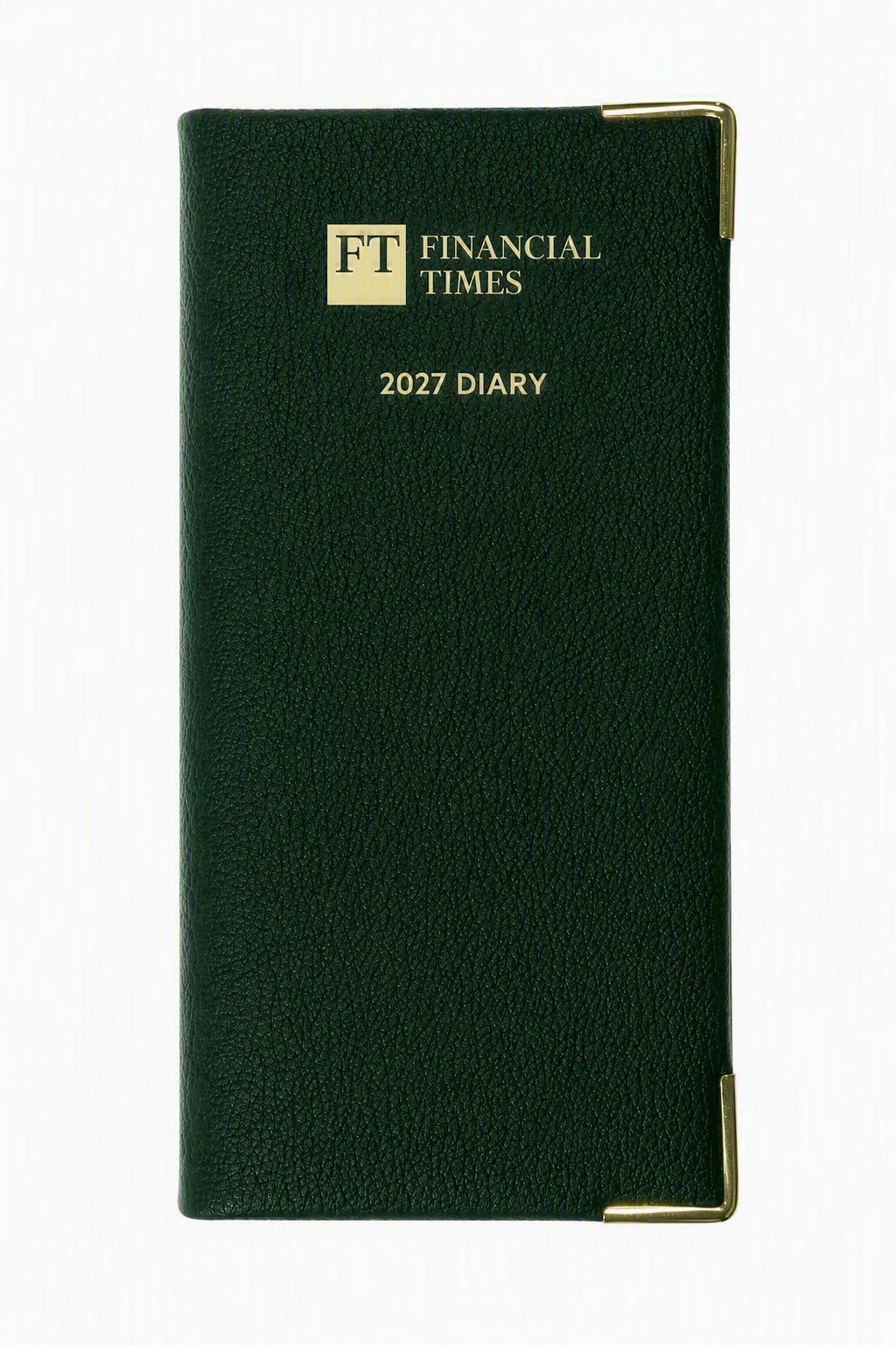 2027 Calendar Year Portrait Pocket Diary – Week-to-View Planner – Luxury, Padded Faux Leather Cover in Green (PCG-27)