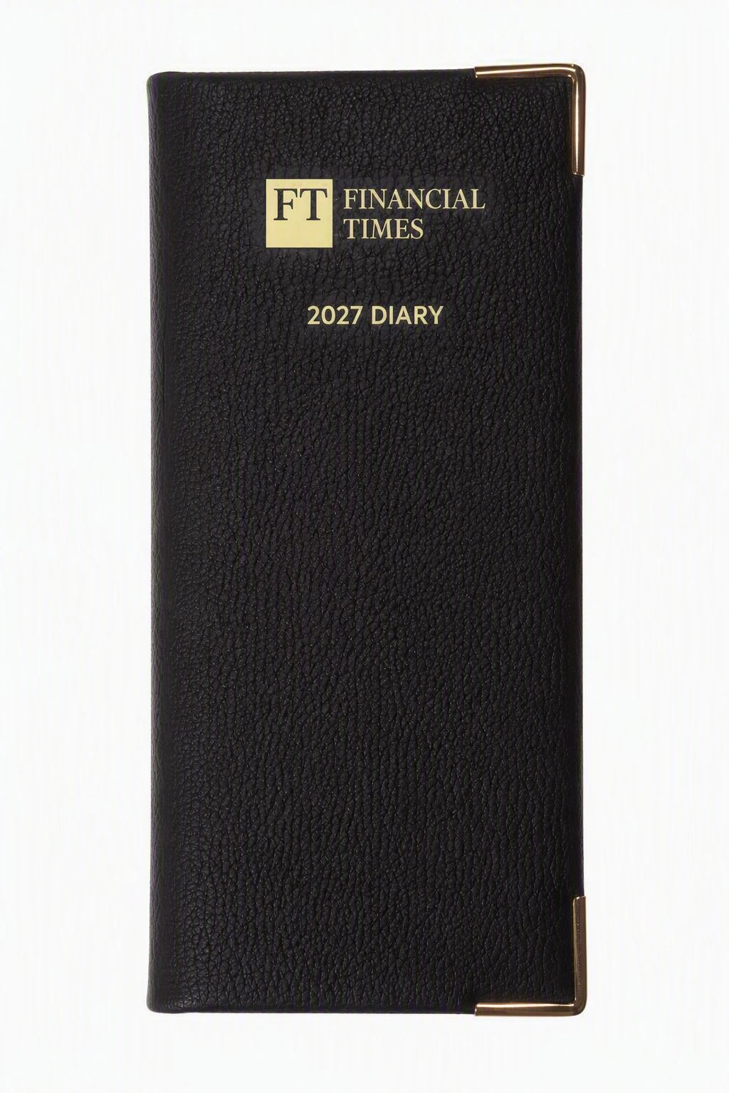 2027 Calendar Year Portrait Pocket Diary – Week-to-View Planner – Natural Grain, Italian Leather Cover in Black (PL-27)