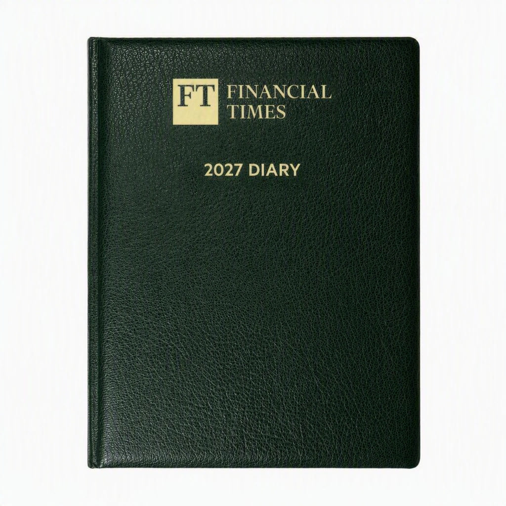 2027 Calendar Year Desk Diary – Week-to-View Planner – Luxury, Padded Faux Leather Cover in Green (DCG-27)