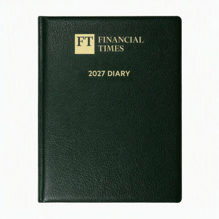 2027 Calendar Year Desk Diary – Week-to-View Planner – Luxury, Padded Faux Leather Cover in Green (DCG-27)
