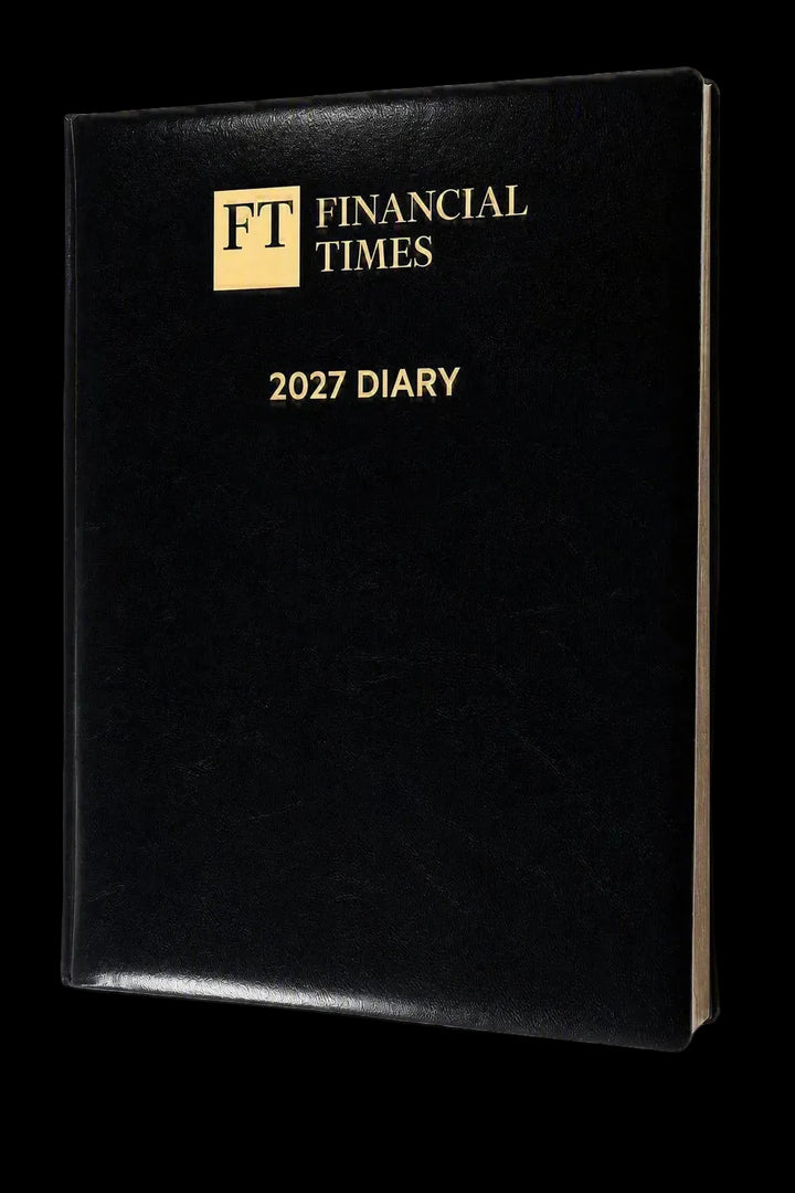 2027 Calendar Year Desk Diary – Week-to-View Planner – Luxury, Padded Faux Leather Cover in Black (DC-27)