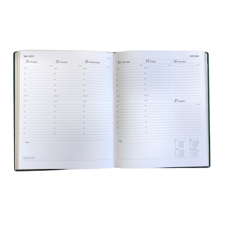 2025 Leather Desk Diary - Week-to-View Planner - Black