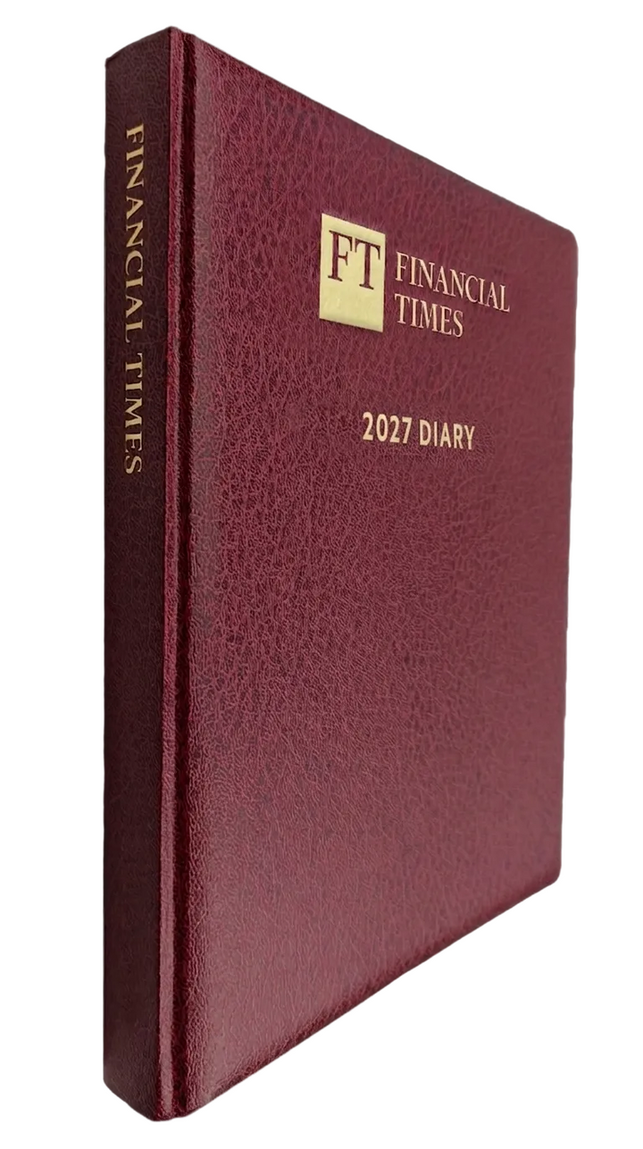 2027 Calendar Year Desk Diary – Week-to-View Planner – Luxury, Padded Faux Leather Cover in Claret (DCC-27)