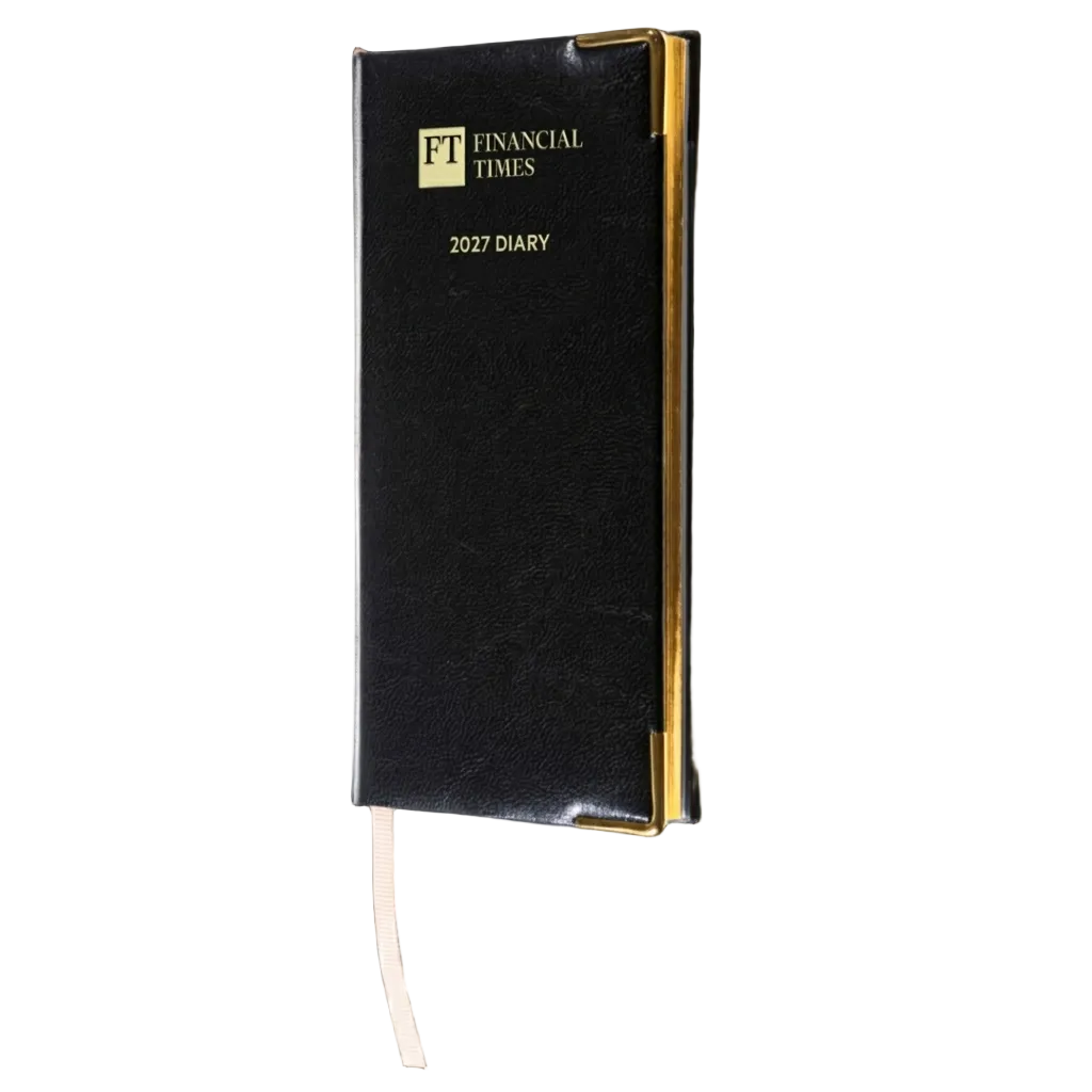 2027 Calendar Year Portrait Pocket Diary – Week-to-View Planner – Luxury, Padded Faux Leather Cover in Black (PC-27)