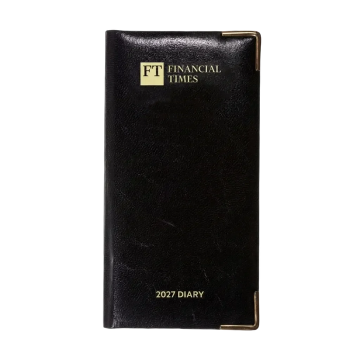 2027 Calendar Year Portrait Pocket Diary – Week-to-View Planner – Luxury, Padded Faux Leather Cover in Black (PC-27)