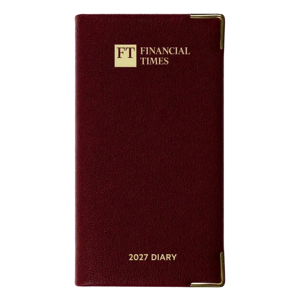 2027 Calendar Year Portrait Pocket Diary – Week-to-View Planner – Luxury, Padded Faux Leather Cover in Claret (PCC-27)
