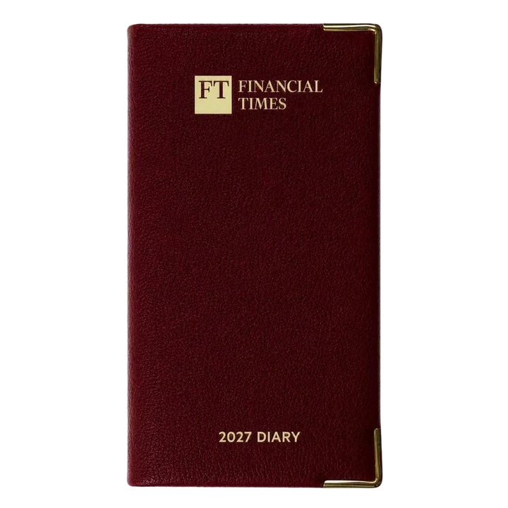 2027 Calendar Year Portrait Pocket Diary – Week-to-View Planner – Luxury, Padded Faux Leather Cover in Claret (PCC-27)