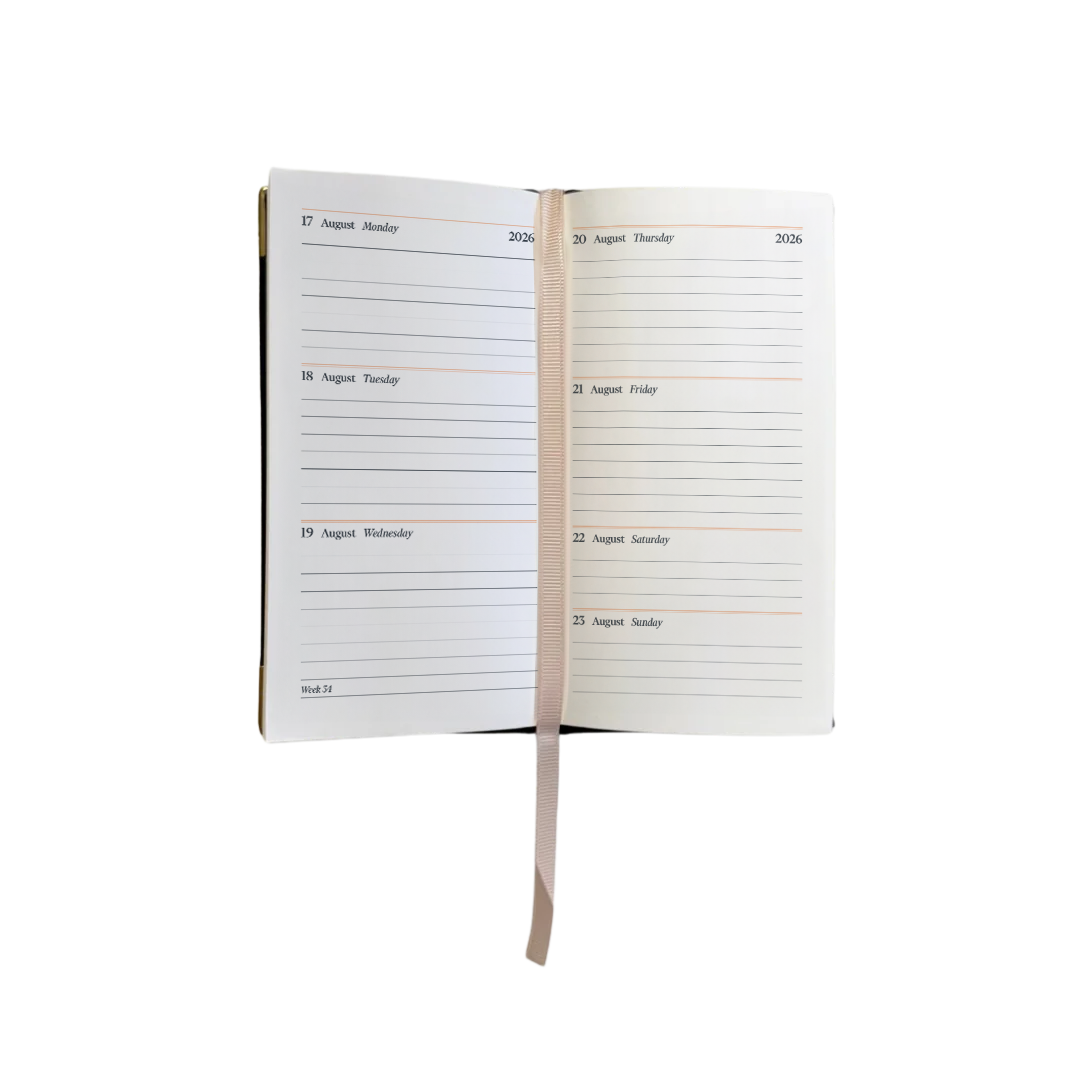 2027 Calendar Year Portrait Pocket Diary – Week-to-View Planner – Luxury, Padded Faux Leather Cover in Green (PCG-27)