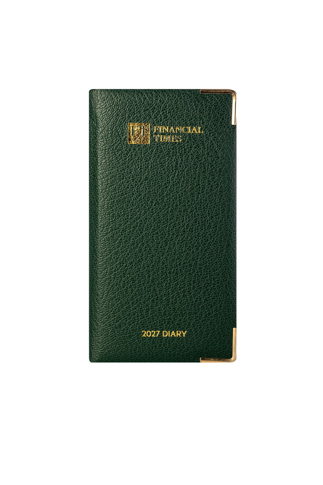 2027 Calendar Year Portrait Pocket Diary – Week-to-View Planner – Luxury, Padded Faux Leather Cover in Green (PCG-27)