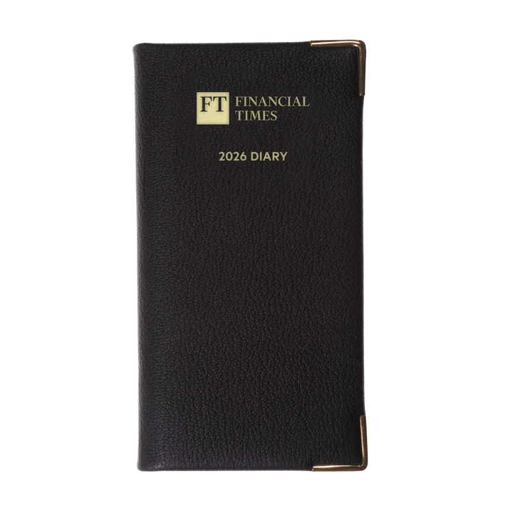 2026 Leather Portrait Pocket Diary - Week-to-View Planner- Black (PL-26)