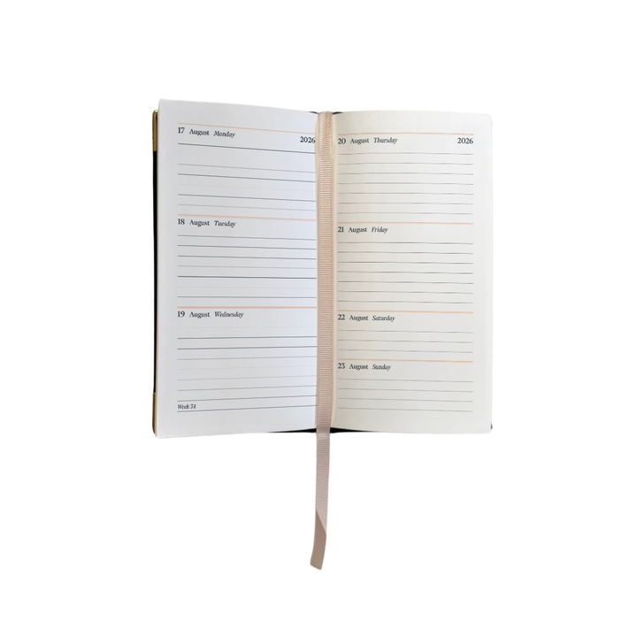 2027 Calendar Year Portrait Pocket Diary – Week-to-View Planner – Natural Grain, Italian Leather Cover in Black (PL-27)