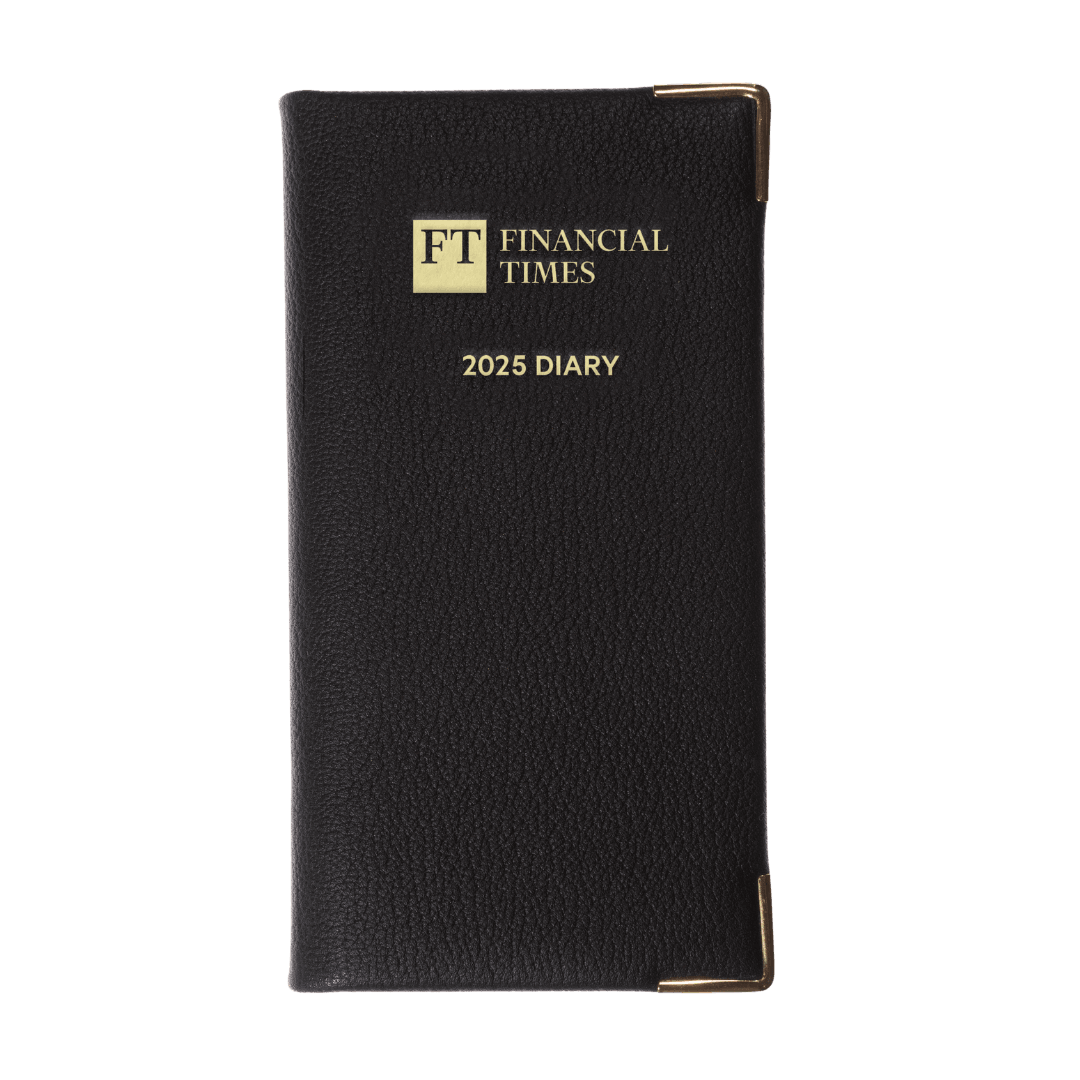 2025 Leather Portrait Pocket Diary - Week-to-View Planner- Black (PL-25) - UK FT B2C