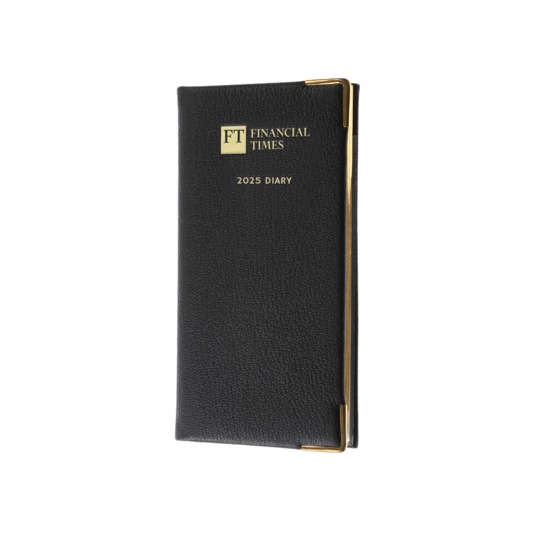 2025 Leather Portrait Pocket Diary - Week-to-View Planner- Black (PL-25) - UK FT B2C