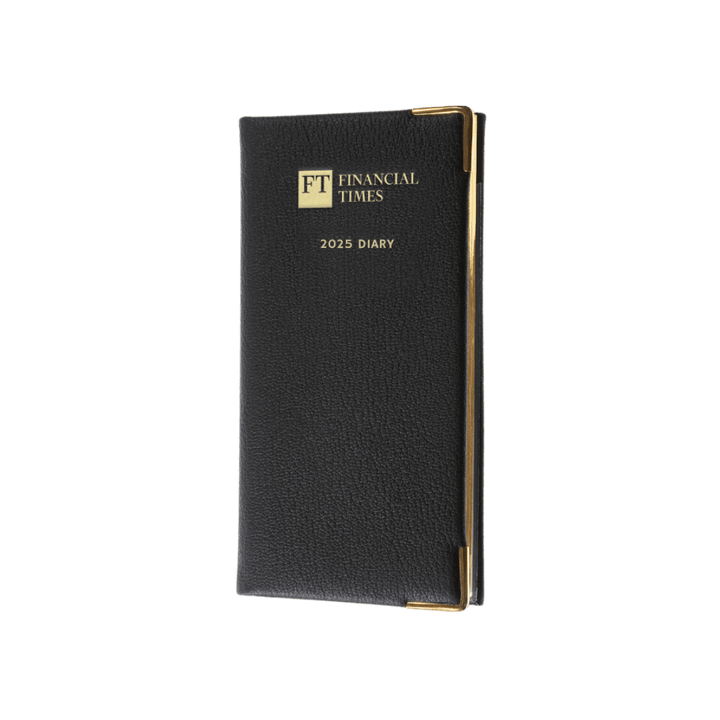 2025 Leather Portrait Pocket Diary - Week-to-View Planner- Black (PL-25) - UK FT B2C