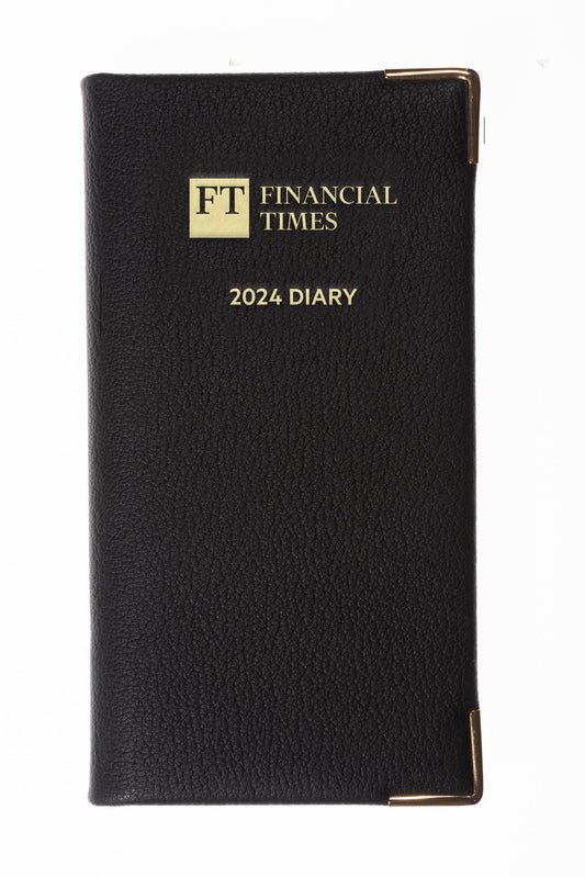 Financial Times - 2024 - Leather Portrait Pocket Diary - Week to View - Black (PL-24)