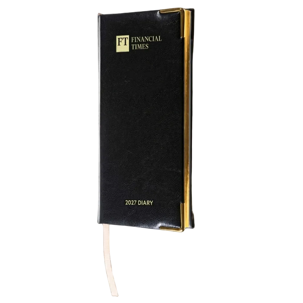 2027 Calendar Year Portrait Pocket Diary – Week-to-View Planner – Luxury, Padded Faux Leather Cover in Black (PC-27)