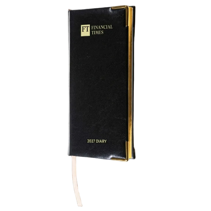 2027 Calendar Year Portrait Pocket Diary – Week-to-View Planner – Luxury, Padded Faux Leather Cover in Black (PC-27)